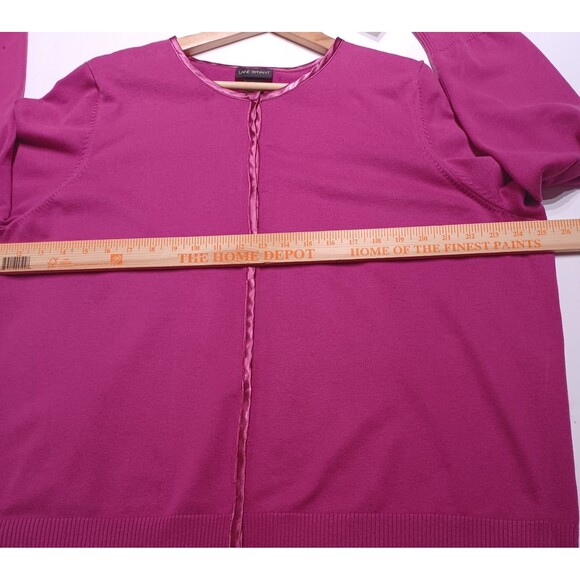 Lane Bryant Women's Pink Knit Satin Trim Snap Closure Cardigan Sweater 22/24 - Picture 6 of 6